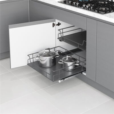 Starax 2616 Anthracite Drawer Basket Freestanding with Wooden Top - 1