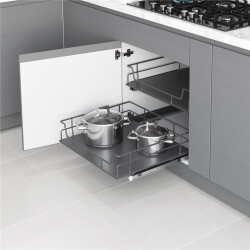 Starax 2616 Çekmece Sepeti Ahşap Tablalı 60 cm Antrasit - Starax