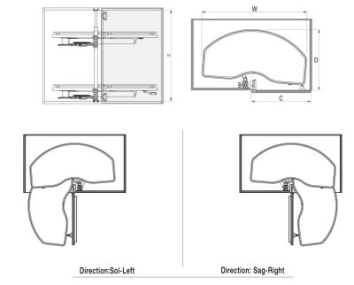 Starax 3095 Blind Corner Mechanism, Wooden Base, 450Mm, Non-Slip Surface - 2
