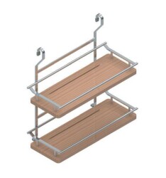 Starax 4108 Wooden Spice Rack with Two Shelves Chrome - Starax
