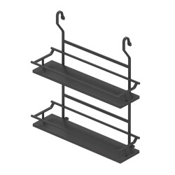 Starax 4125 Anthracite Wooden Spice Rack Double Small - Starax