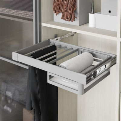 Starax 6243 Grey Trouser Rack Side Mounted Telescopic Drawer 90cm - 4