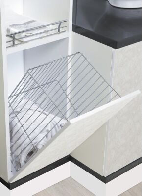 Starax 8013 Kapağa Monte Çamaşır Sepeti 40cm Krom - 1