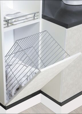 Starax 8014 Kapağa Monte Çamaşır Sepeti 45cm Krom - 1