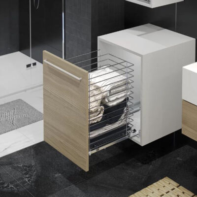 Starax 8053 Gizli Raylı Çamaşır Sepeti 40cm Krom - 2