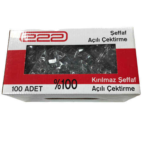 222 Şeffaf Açılı Çektirme 1 Paket 100 Adet