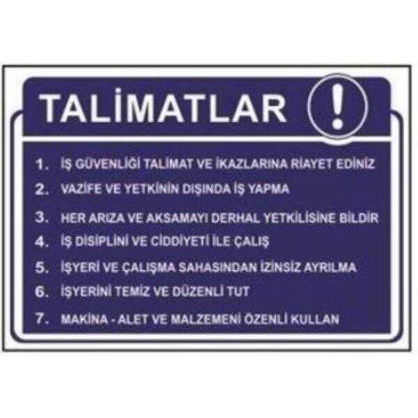 SYM Uyarı Levhası Talimatlar