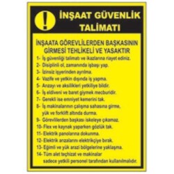 SYM Uyarı Levhası İnşaat Güvenlik Talimatı - Sym