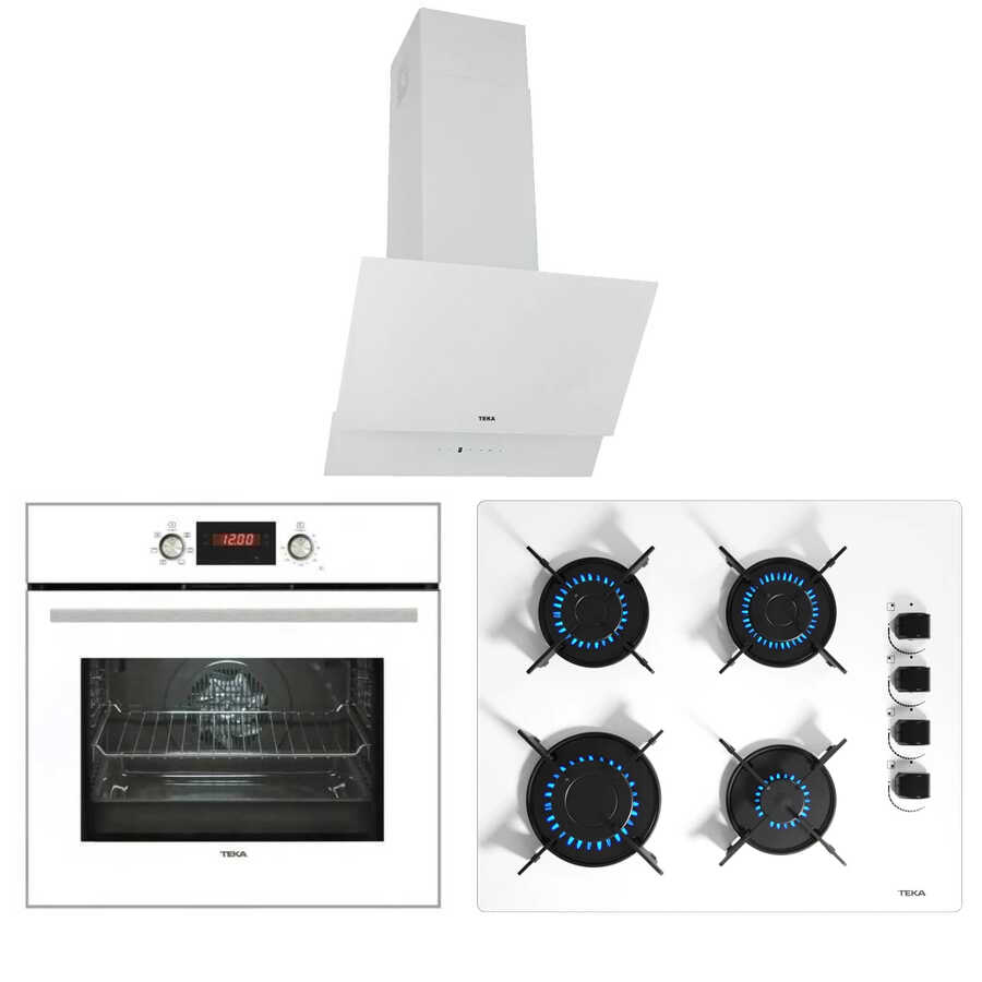 Teka Beyaz Üçlü Ankastre Set ( HAK 625 Fırın - GBE 640002 Ocak - ATV 60 Davlumbaz )