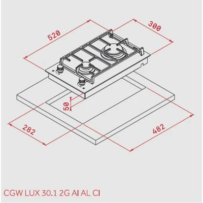 Teka CGW LUX 30.1 2G AI AL CI 30cm Stove - 2
