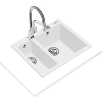 Teka ForSquare 590 TG Çift Hazne Tegranite Evye A. White - 2