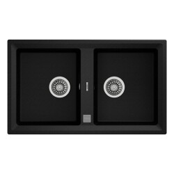 Teka Stone 90 B-TG Çift Hazneli Tegranite Evye Metalik Siyah - Teka