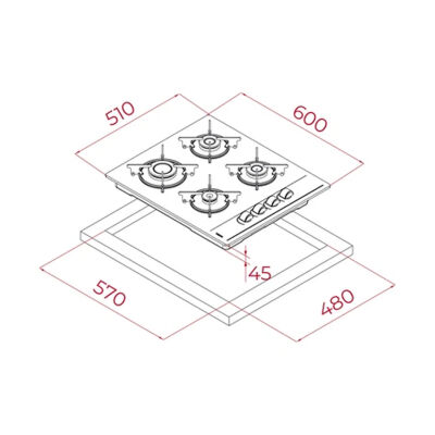Teka GBC 64002 Gazlı Ankastre Ocak 60 cm Gri Camlı - 2