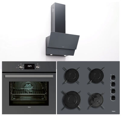 TEKA Gri Üçlü Ankastre Set ( HAK 625 ST Fırın - GBE 64002 Gazlı Ocak - Teka ATV 60 Davlumbaz ) - 1