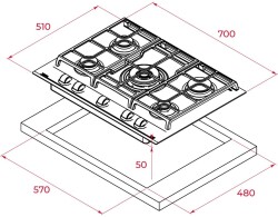 Teka GZC 75330 XBC ExactFlame 70cm Gas Cooker White - 4