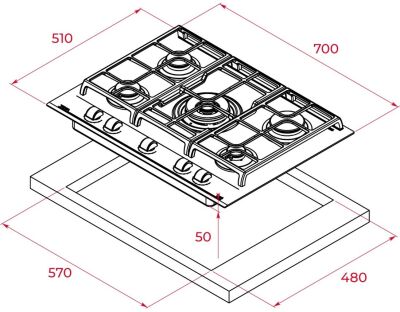 Teka GZC 75330 XBC ExactFlame 70cm Gas Cooker White - 4