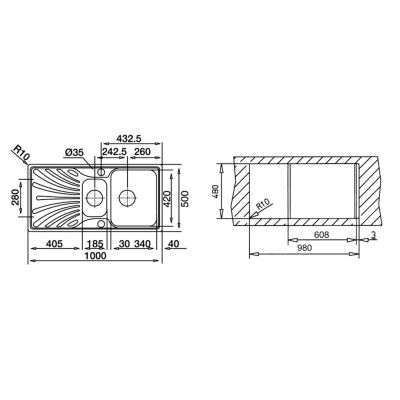 Teka Nerissa 60 B 1.5 Bowl Microketen Steel Kitchen Sink Left - 2
