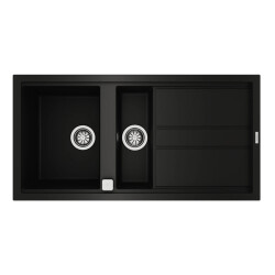 Teka Nova 60 Black Granite Composite Inset Kitchen Sink with Drainer - Teka