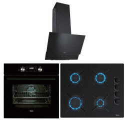 Teka Siyah Üçlü Ankastre Set ( HAK 625 Fırın - GBE 64002 Ocak - ATV 60 Davlumbaz ) - Teka