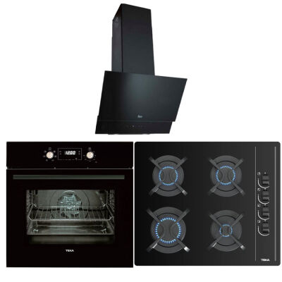 TEKA Siyah Üçlü Ankastre Set ( HAK 627 Ankastre Fırın - Maestro GBC 64002 Ocak - TVT 60.1 Duvar Davlumbaz ) - 1