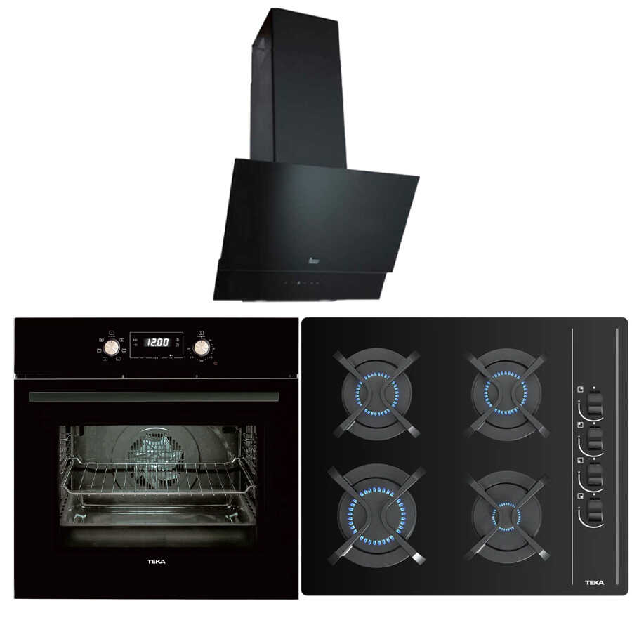 TEKA Siyah Üçlü Ankastre Set ( HAK 627 Ankastre Fırın - Maestro GBC 64002 Ocak - TVT 60.1 Duvar Davlumbaz )