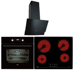 TEKA Siyah Üçlü Ankastre Set ( HAK 627 Ankastre Fırın - TB 6415 Vitrokeramik Ocak - TVT 60.1 Duvar Davlumbaz ) - Teka