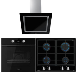 TEKA Siyah Üçlü Ankastre Set ( HLB 8400 BK Fırın - GZC 64300 XBC Ocak - DLV 68660 FreshAir Davlumbaz ) - Teka
