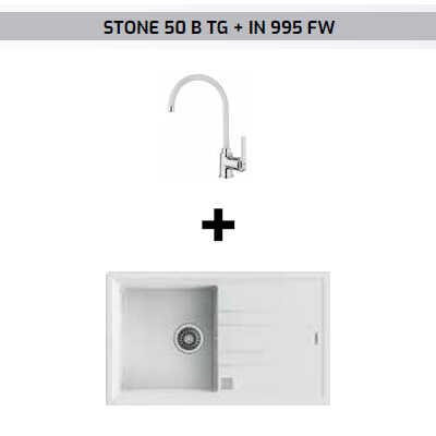 Teka Stone 50 B-TG Beyaz Eviye + IN 995 FW Beyaz Batarya Seti