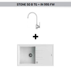 Teka Stone 50 B-TG Beyaz Eviye + IN 995 FW Beyaz Batarya Seti - Teka