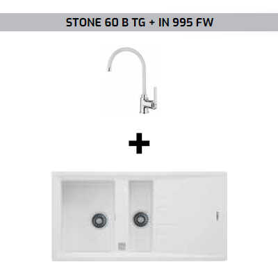 Teka Stone 60 B-TG Beyaz Eviye + IN 995 FW Beyaz Batarya Seti
