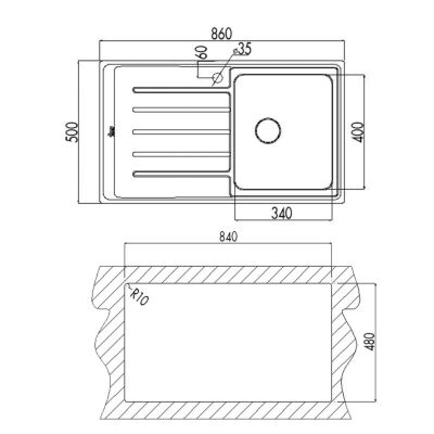 Teka Vitae 45 B Micro-Linen Stainless Steel Kitchen Sink Right Hand Drainer - 3
