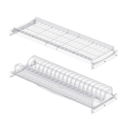The Starax 5231 Transparent Plate and Glass Holder with Plastic Tray - 4