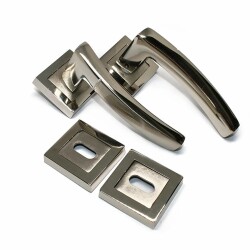 Tiviti Door Handle Beyzade Yale Square Rosette Nickel Satin - Tiviti