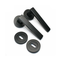 Tiviti Door Handle Mercan WC Type Round Rosette Black Color - Tiviti