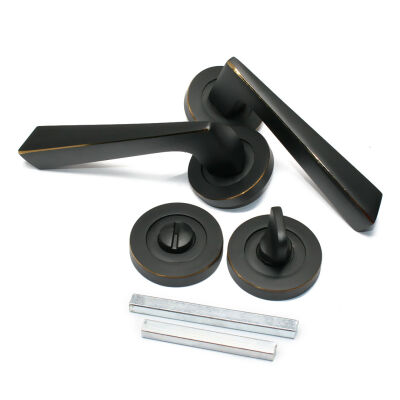 Tiviti Door Handle Piramit Model, Black Round Rosette - 1