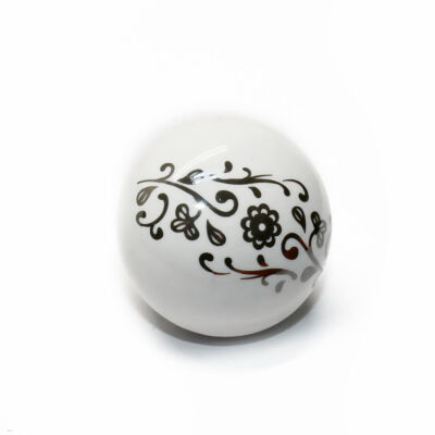 Tomurcuk Porcelain Button Handle Chrome Pattern Gilded - 3