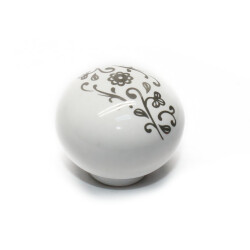 Tomurcuk Porcelain Button Handle Chrome Pattern Gilded - 1
