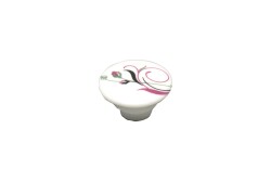 Tomurcuk Porcelain Button Handle Chrome Patterned 112 (3010) - Tomurcuk