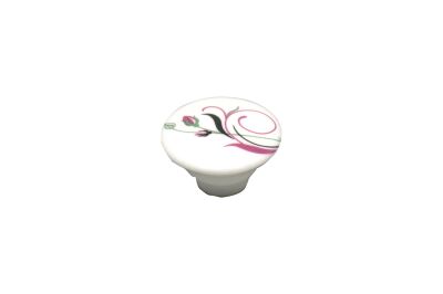Tomurcuk Porcelain Button Handle Chrome Patterned 112 (3010) - 1