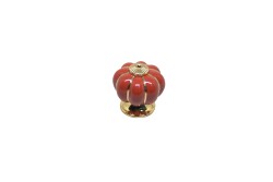 Tomurcuk Porcelain Button Handle Gold Red - Tomurcuk