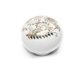 Tomurcuk Porselen Düğme Kulp Bakır Desen Yaldızlı - Tomurcuk