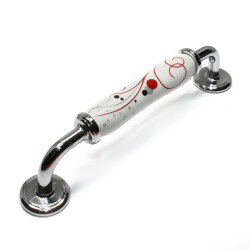 Tomurcuk Porselen Kulp 128mm Krom Desen (1025) - Tomurcuk