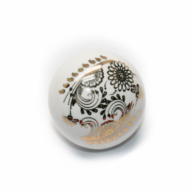 Tomurcuki Porcelain Button Handle Black Pattern Gilded Black - 2