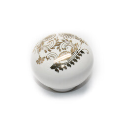 Tomurcuki Porcelain Button Handle Black Pattern Gilded Black - Tomurcuk