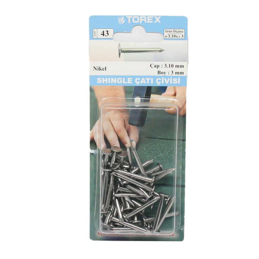 Torex Çatı Çivisi 3.10x3.0 Nikel - 1 Paket: 27 Adet