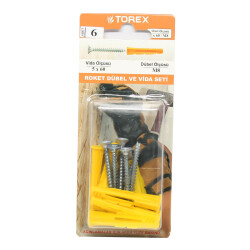 Torex Rocket Dowel 8mm+ Chipboard Screw 5x60 1Pack: 6 Pieces - Toros