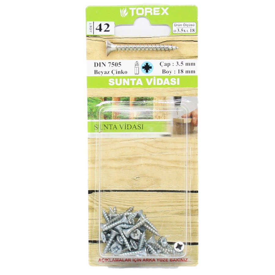 Torex Sunta Vidası 3.5 x 18 1 Paket: 42 adet
