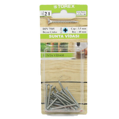Torex Sunta Vidası 3.5 x 40 1 Paket: 21 adet - 1