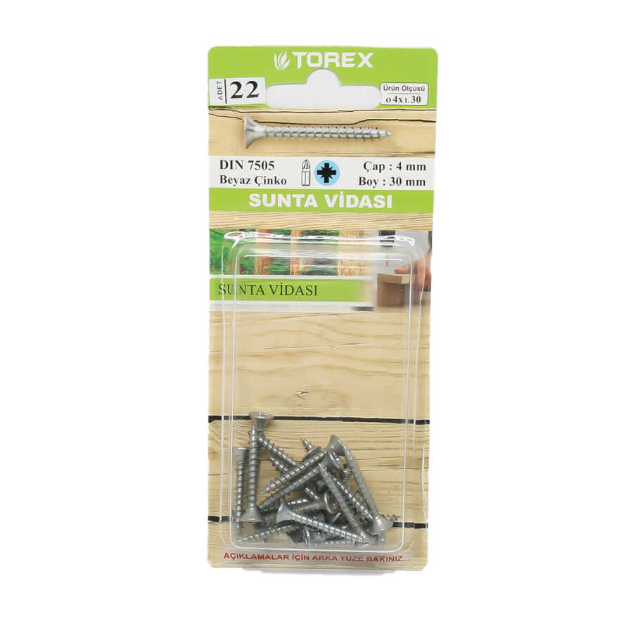 Torex Sunta Vidası 4 x 30 1 Paket: 22 adet