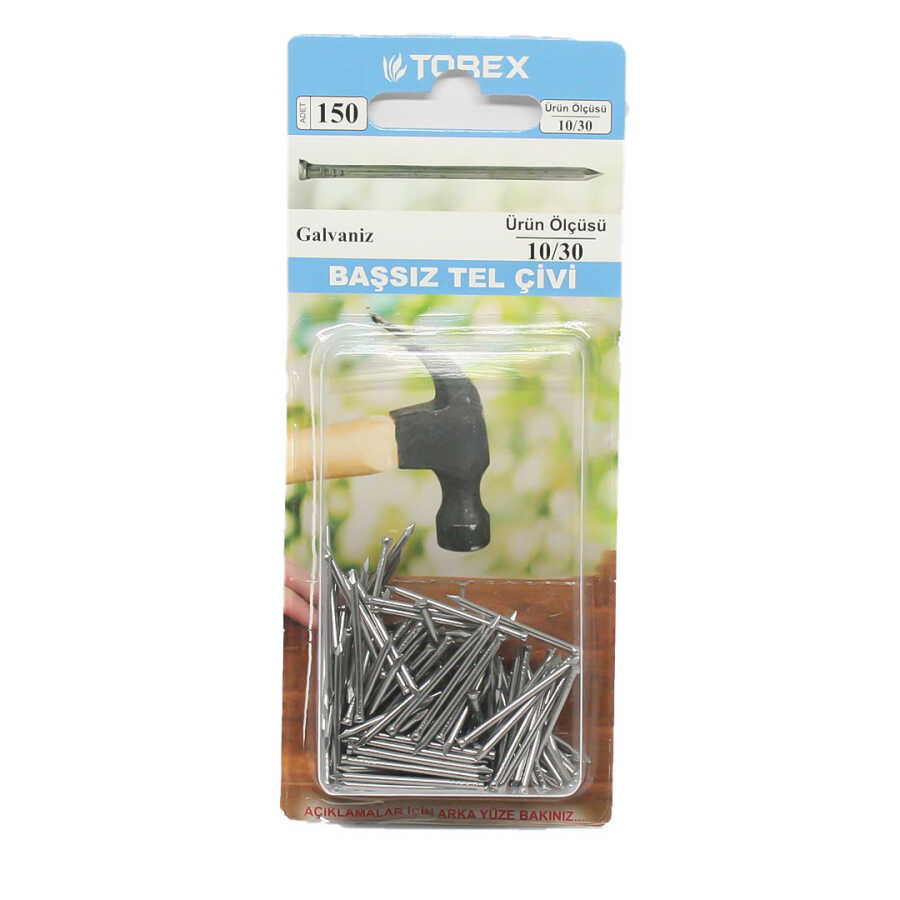 Torex Tel Çivi Başsız 10x30 Mat - 1 Paket: 93 Adet